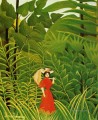woman in red in the forest Henri Rousseau Post Impressionism Naive Primitivism